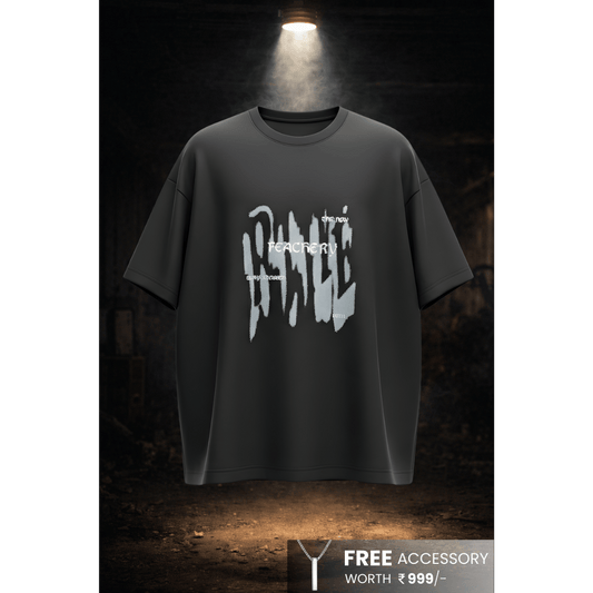GRUNGE FADE Oversized T-Shirt - Black - THE MEN THING