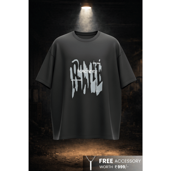 GRUNGE FADE Oversized T-Shirt - Black
