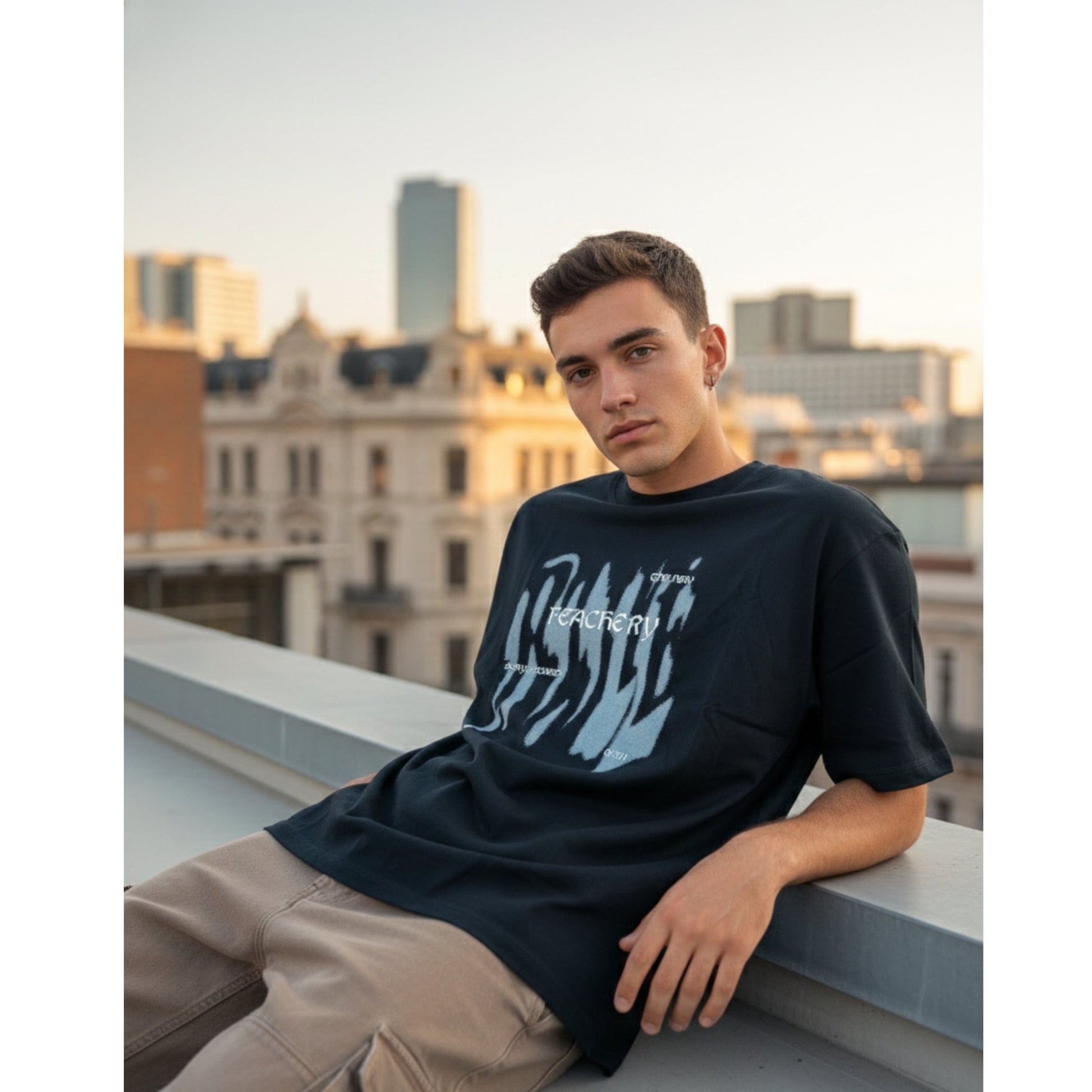 GRUNGE FADE Oversized T-Shirt - Black - THE MEN THING