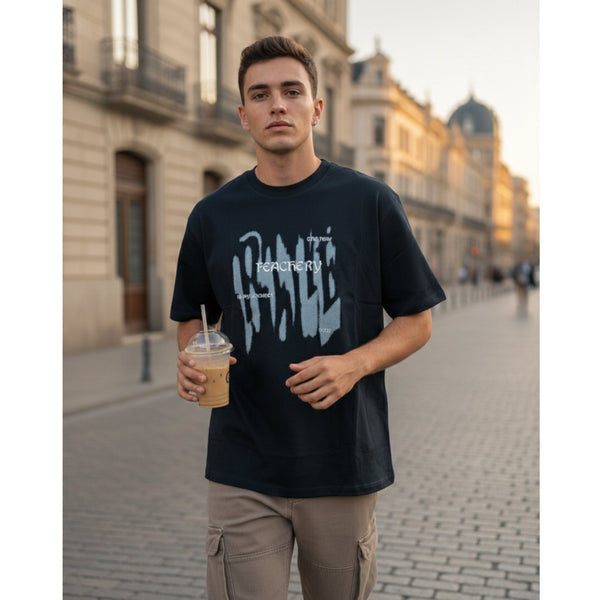 GRUNGE FADE Oversized T-Shirt - Black