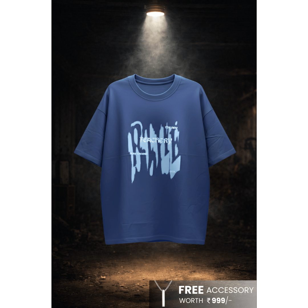 GRUNGE FADE Oversized T-Shirt - Blue - THE MEN THING
