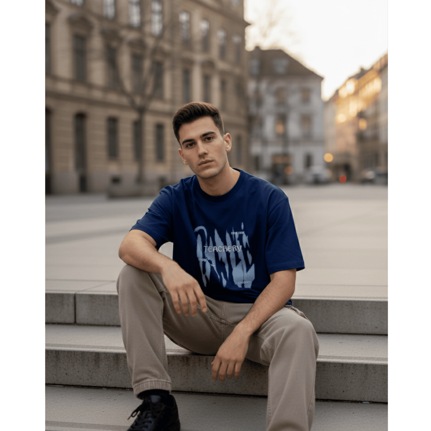 GRUNGE FADE Oversized T-Shirt - Blue - THE MEN THING