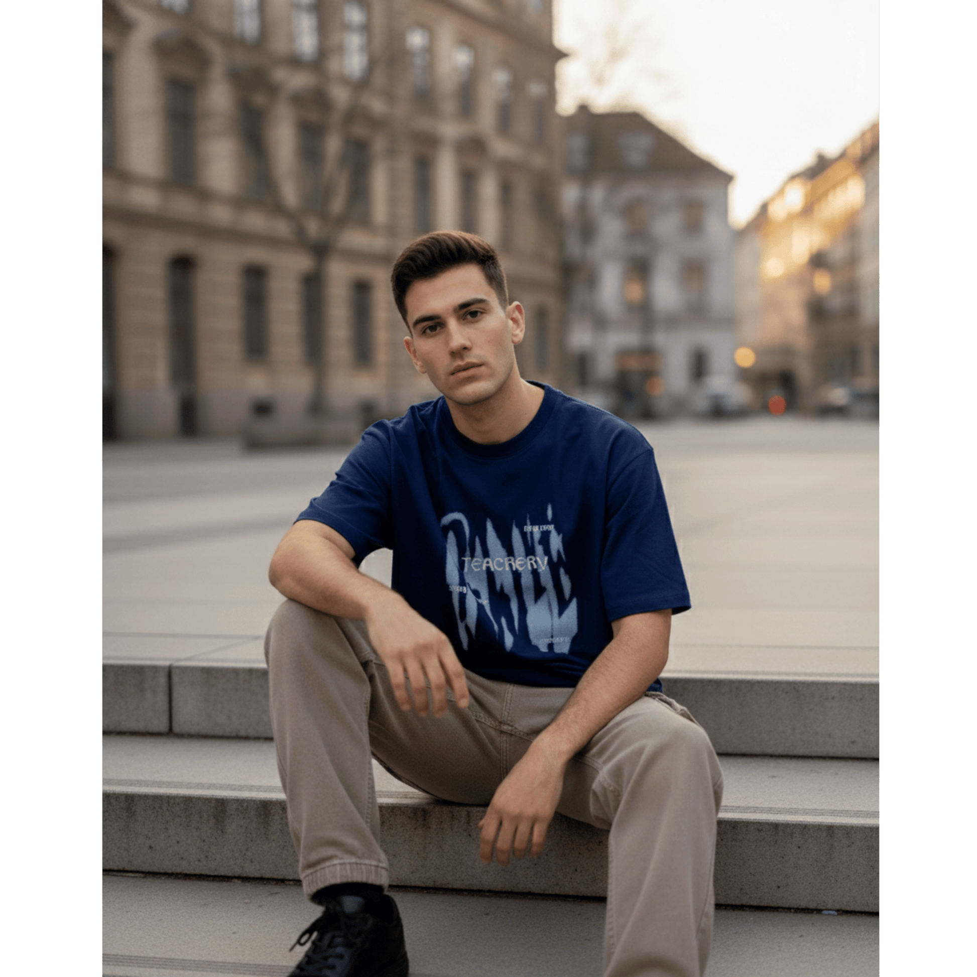 GRUNGE FADE Oversized T-Shirt - Blue - THE MEN THING