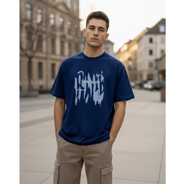 GRUNGE FADE Oversized T-Shirt - Blue