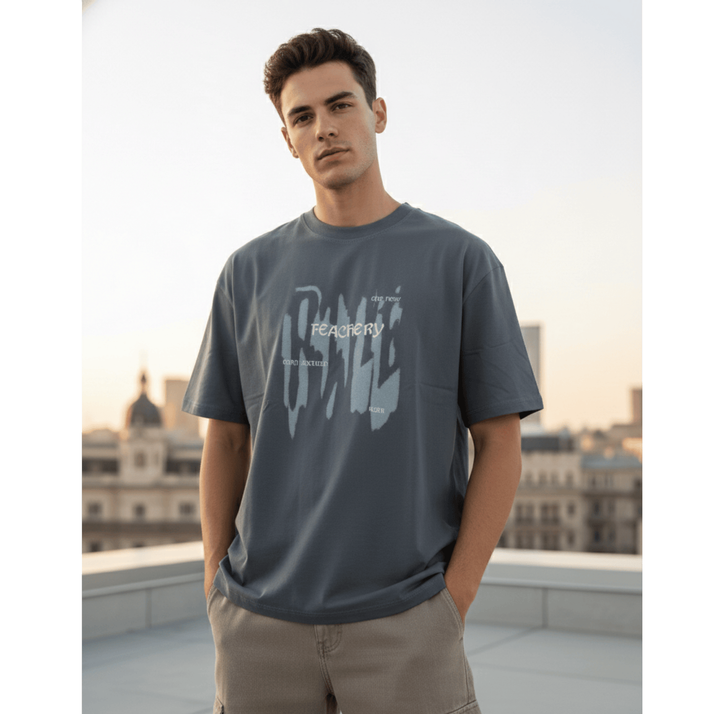 GRUNGE FADE Oversized T-Shirt - Grey - THE MEN THING