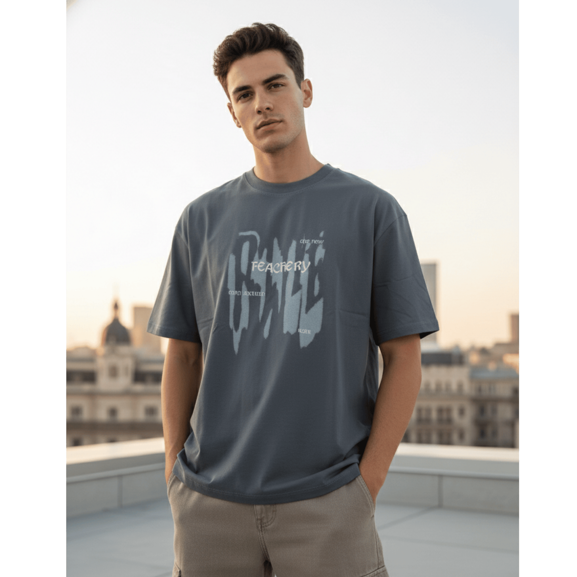 GRUNGE FADE Oversized T-Shirt - Grey - THE MEN THING