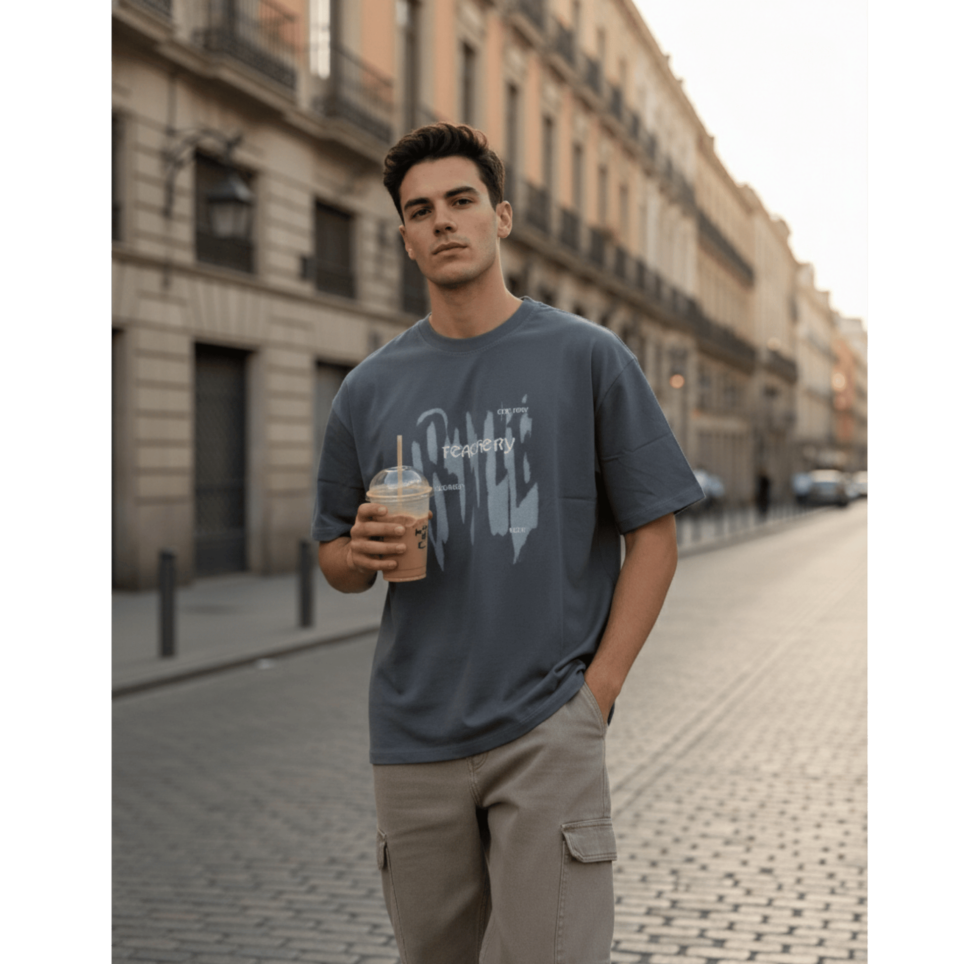 GRUNGE FADE Oversized T-Shirt - Grey - THE MEN THING