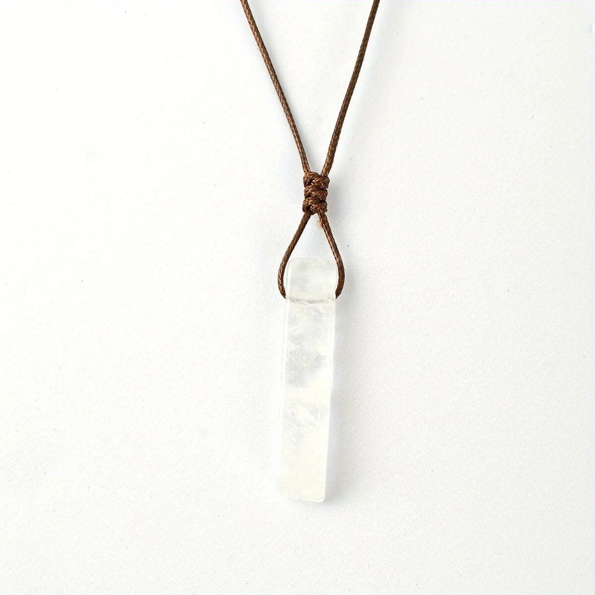 GYPSUM - Natural Crystal Unshaped Pendant with Adjustable Rope Chain for Men and Boys - THE MEN THING