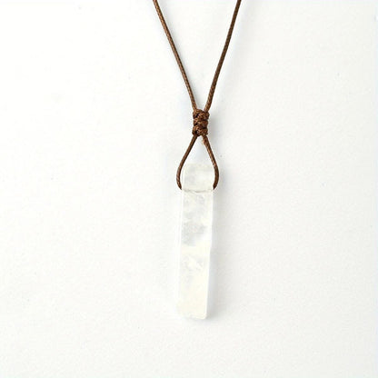 GYPSUM - Natural Crystal Unshaped Pendant with Adjustable Rope Chain for Men and Boys - THE MEN THING