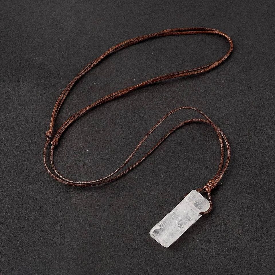 GYPSUM - Natural Crystal Unshaped Pendant with Adjustable Rope Chain for Men and Boys - THE MEN THING