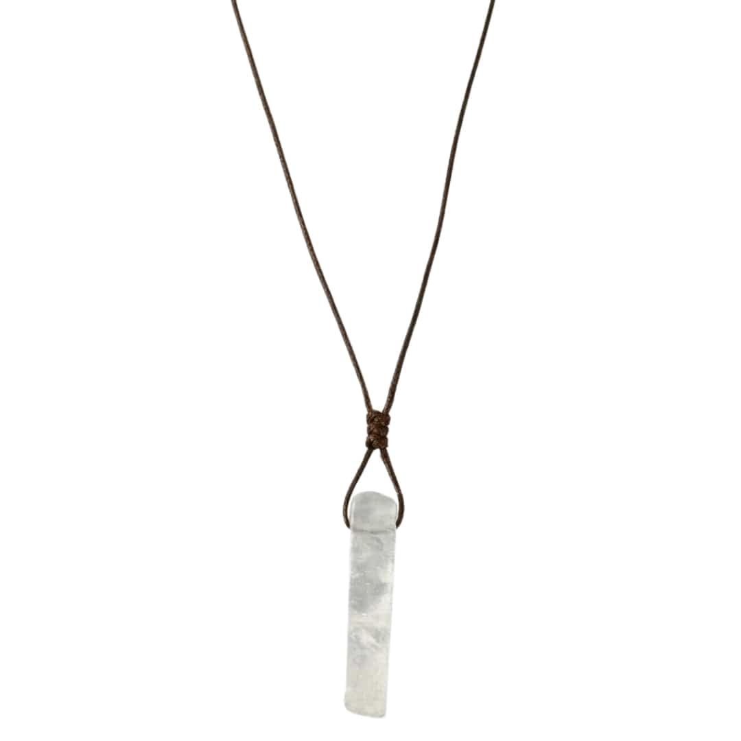 GYPSUM - Natural Crystal Unshaped Pendant with Adjustable Rope Chain for Men and Boys - THE MEN THING