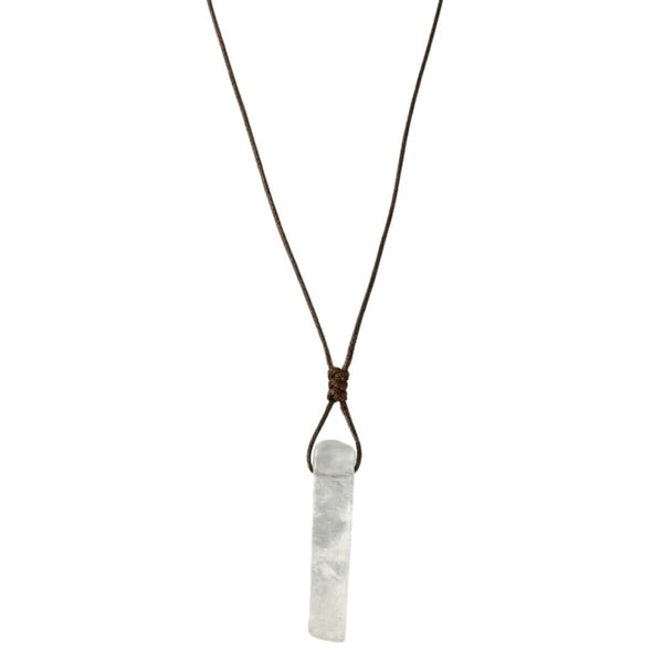 GYPSUM - Natural Crystal Unshaped Pendant with Adjustable Rope Chain for Men and Boys