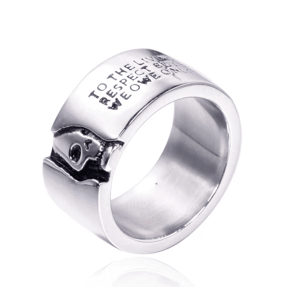 HALF FACE SKULL - Titanium Steel Silver Ring for Men and Boys ( Size-22) - THE MEN THING