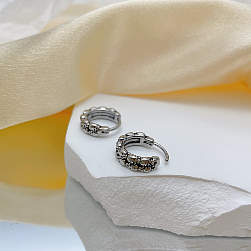 HALO SKULL - Titanium Steel Hoop Earrings for Men & Boys (2 Pcs) - THE MEN THING