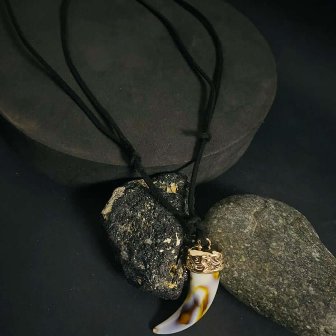 HARMONY HUES - Multi Color Ivory Dangle Pendant Necklace with Black Cotton Cord Adjustable Necklace for Men and Boys. — Leather Bracelet for Men | THE MEN THING