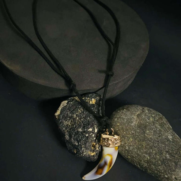 HARMONY HUES - Multi Color Ivory Dangle Pendant Necklace with Black Cotton Cord Adjustable Necklace for Men and Boys.