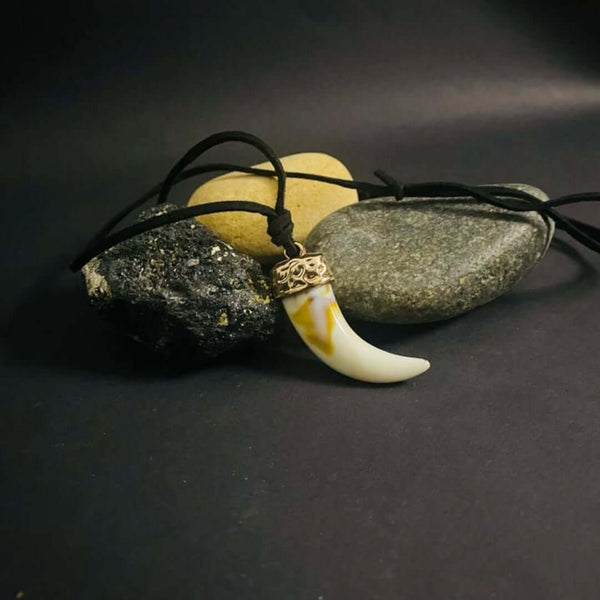 HARMONY HUES - Multi Color Ivory Dangle Pendant Necklace with Black Cotton Cord Adjustable Necklace for Men and Boys.