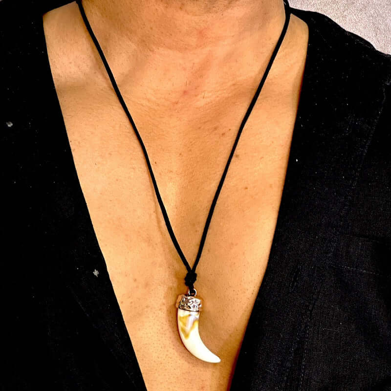 HARMONY HUES - Multi Color Ivory Dangle Pendant Necklace with Black Cotton Cord Adjustable Necklace for Men and Boys. — Leather Bracelet for Men | THE MEN THING