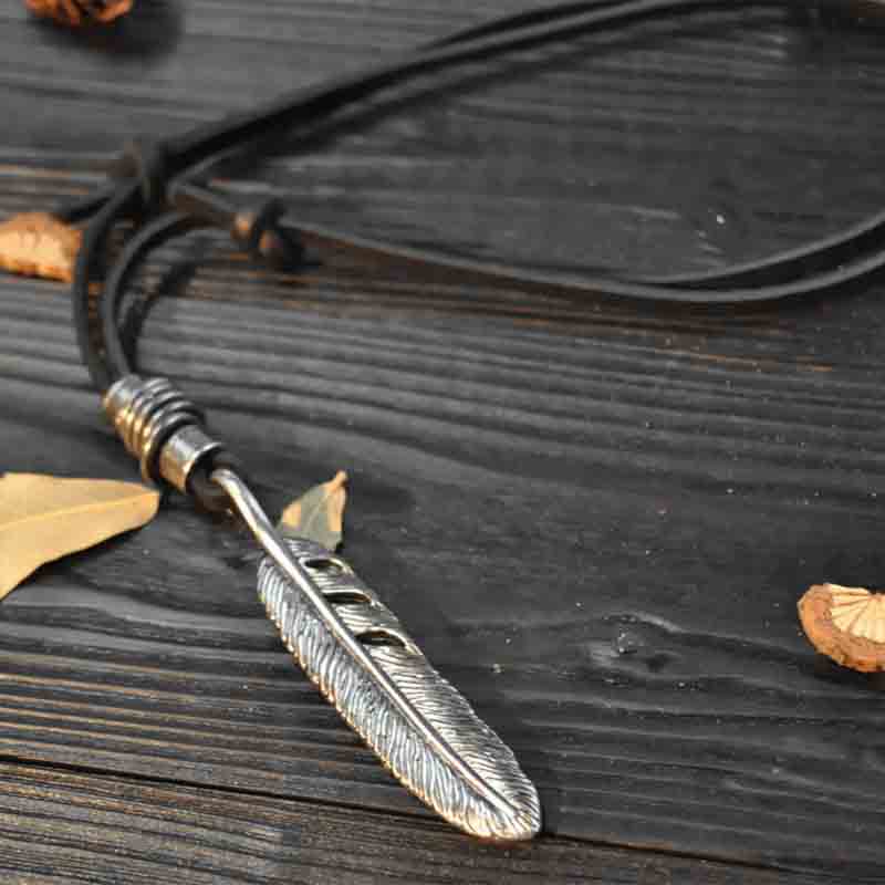 HAWK FEATHER - Titanium Steel Pendant with Adjustable Rope Chain for Men & Boys - THE MEN THING