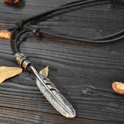 HAWK FEATHER - Titanium Steel Pendant with Adjustable Rope Chain for Men & Boys - THE MEN THING