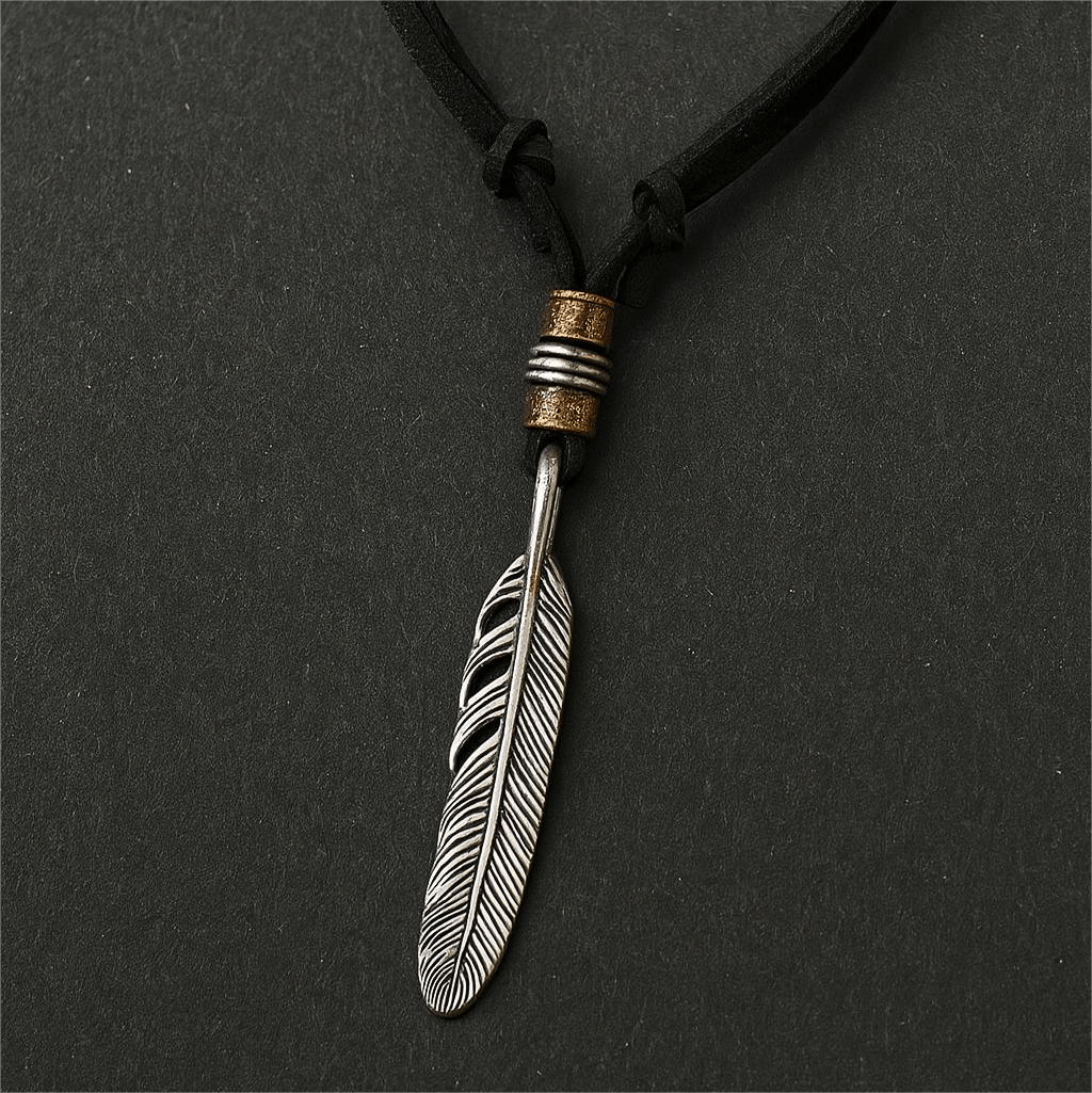 HAWK FEATHER - Titanium Steel Pendant with Adjustable Rope Chain for Men & Boys - THE MEN THING