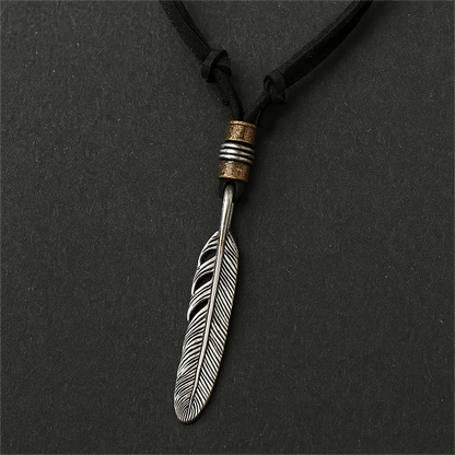 HAWK FEATHER - Titanium Steel Pendant with Adjustable Rope Chain for Men & Boys - THE MEN THING