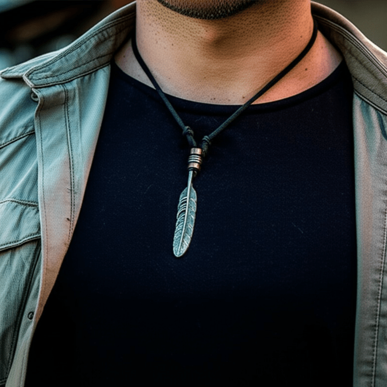 HAWK FEATHER - Titanium Steel Pendant with Adjustable Rope Chain for Men & Boys - THE MEN THING