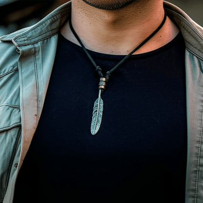 HAWK FEATHER - Titanium Steel Pendant with Adjustable Rope Chain for Men & Boys - THE MEN THING