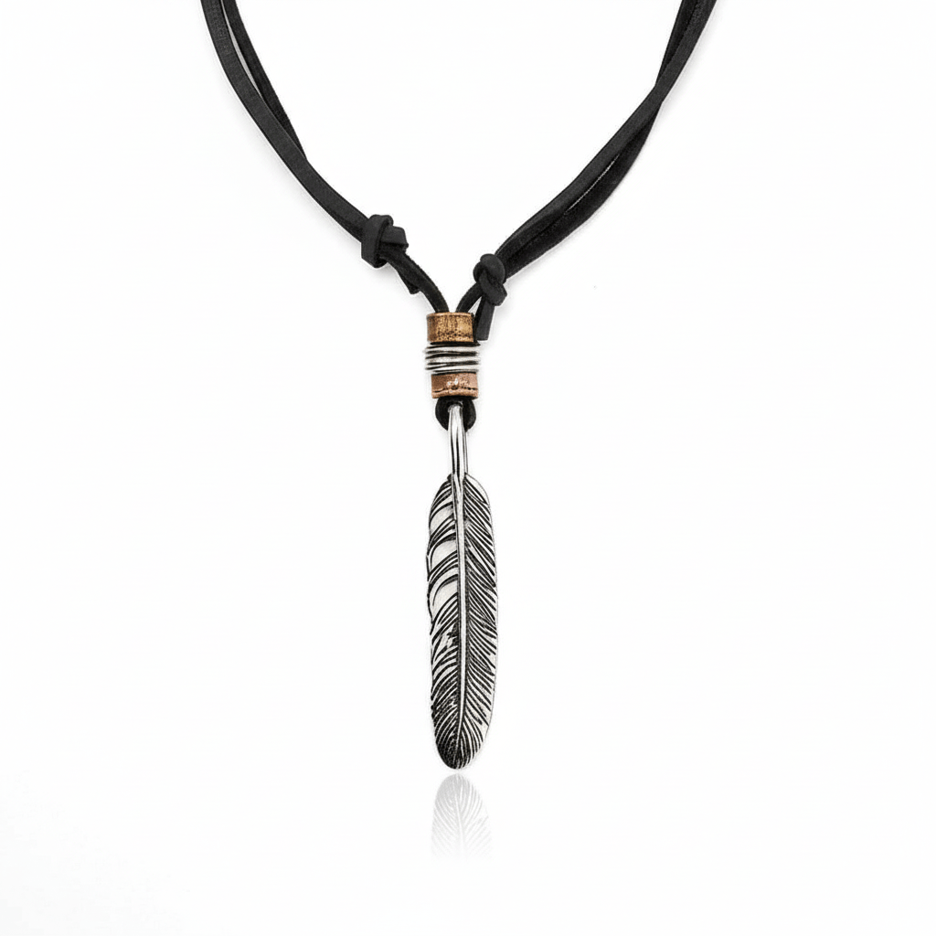 HAWK FEATHER - Titanium Steel Pendant with Adjustable Rope Chain for Men & Boys - THE MEN THING