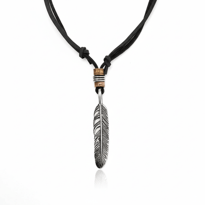 HAWK FEATHER - Titanium Steel Pendant with Adjustable Rope Chain for Men & Boys - THE MEN THING