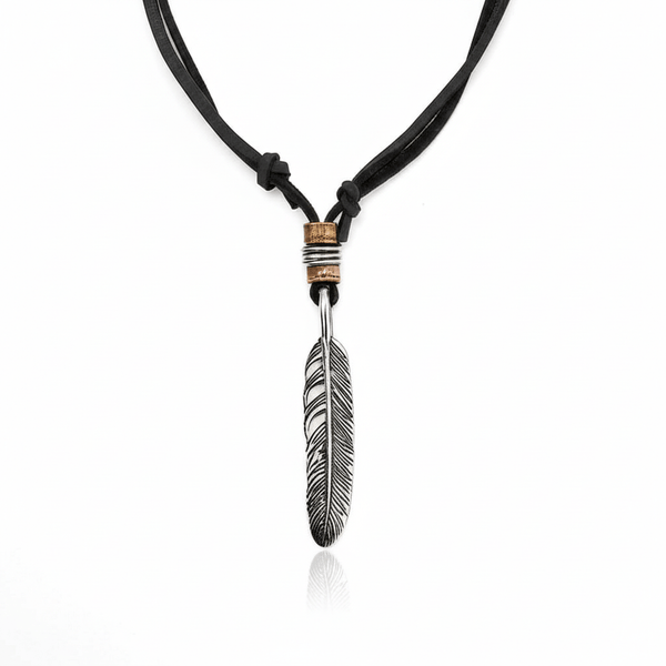 HAWK FEATHER - Titanium Steel Pendant with Adjustable Rope Chain for Men & Boys