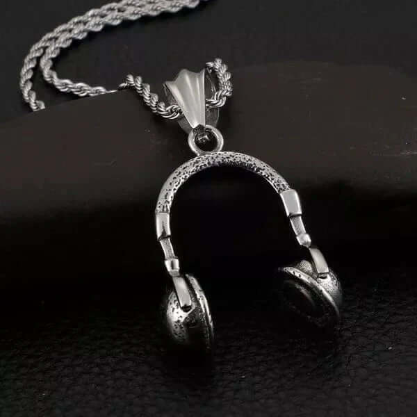 HEADPHONE BLACK (A) -  Alloy Pendant with Stainless Steel 24inch Round Box Chain for Men, American trending Style for Men & Boy - THE MEN THING