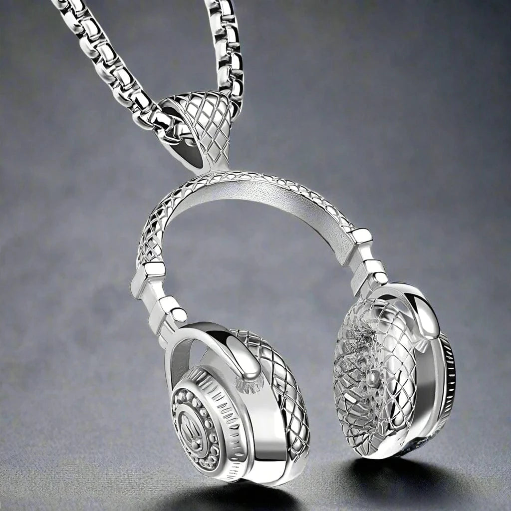 HEADPHONE  - Titanium Steel Pendant with 24inch Round Box Chain for Men & Boys - THE MEN THING