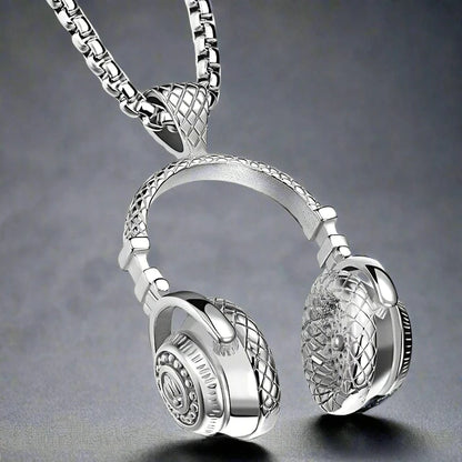HEADPHONE  - Titanium Steel Pendant with 24inch Round Box Chain for Men & Boys - THE MEN THING