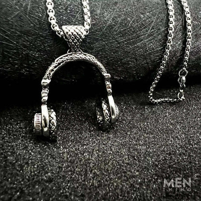 HEADPHONE  - Titanium Steel Pendant with 24inch Round Box Chain for Men & Boys - THE MEN THING