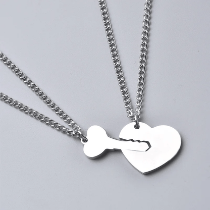 HEART LOCK KEY LOVE - Pure Titanium Steel Bar Pendant with 23inch Cuban Chain for Men & Boys - THE MEN THING