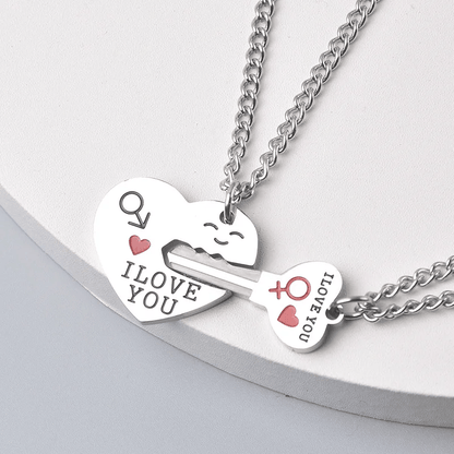 HEART LOCK KEY LOVE - Pure Titanium Steel Bar Pendant with 23inch Cuban Chain for Men & Boys - THE MEN THING