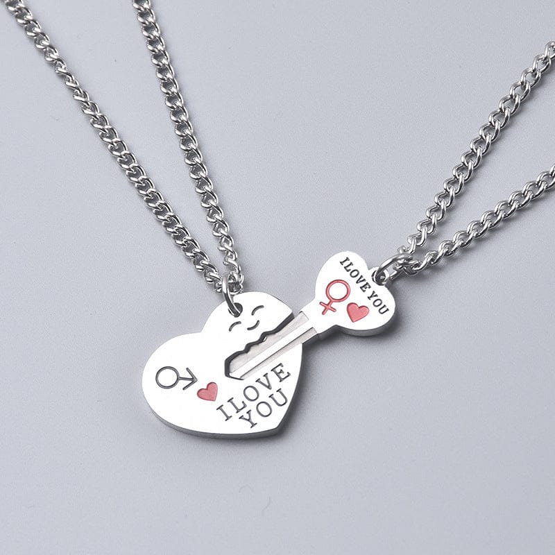 HEART LOCK KEY LOVE - Pure Titanium Steel Bar Pendant with 23inch Cuban Chain for Men & Boys - THE MEN THING