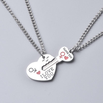 HEART LOCK KEY LOVE - Pure Titanium Steel Bar Pendant with 23inch Cuban Chain for Men & Boys - THE MEN THING