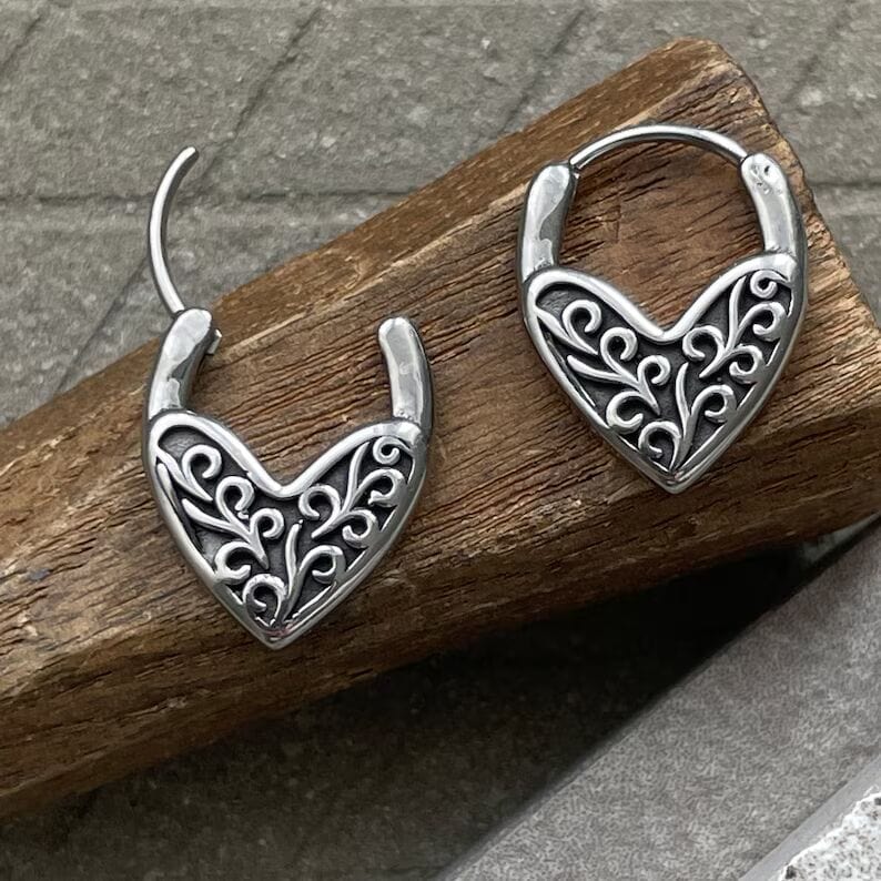 HEART LOCKS - 10mm Pure Titanium Steel Hoop Earrings for Men & Boys (2pcs) - THE MEN THING