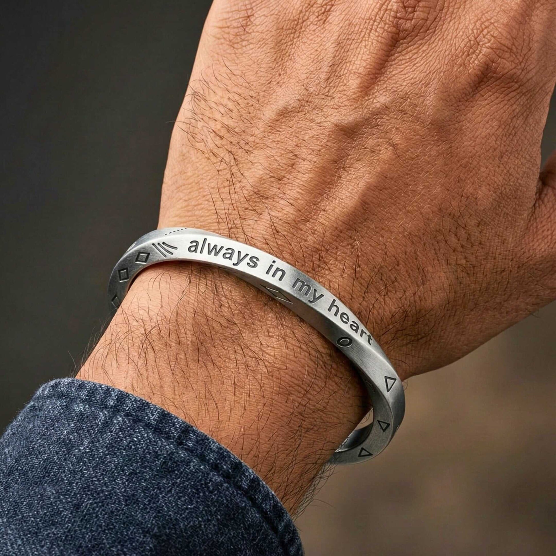 HEART SIGIL - 8mm Pure Stainless Steel Open Bangle Bracelet (Adjustable) for Men & Boys — Steel Bracelets for Men | THE MEN THING