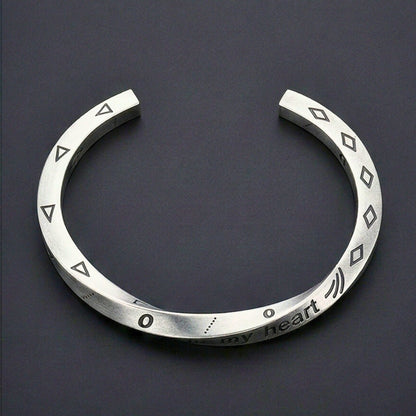 HEART SIGIL - 8mm Pure Stainless Steel Open Bangle Bracelet (Adjustable) for Men & Boys — Steel Bracelets for Men | THE MEN THING