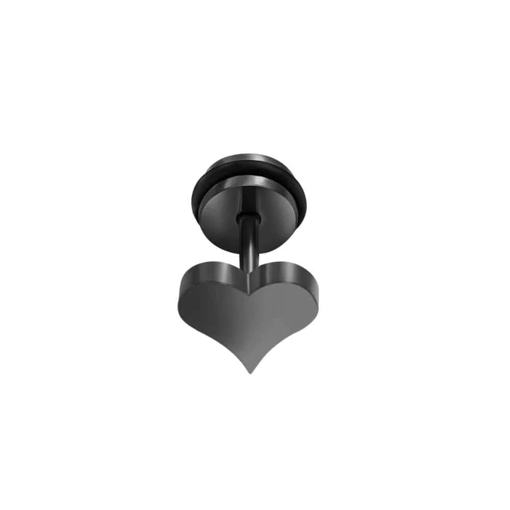HEARTFELT ELEGANCE BLACK - Pure Titanium Steel Piercing Ear Earrings for Men & Boys (2 Pcs) - THE MEN THING