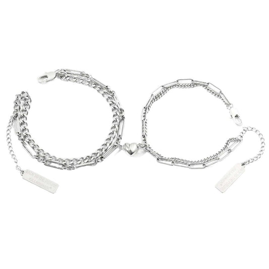HEARTFUSE - Pure Stainless Steel with Lobster Clasp for Men and Couples Bracelet  (8inch) - THE MEN THING