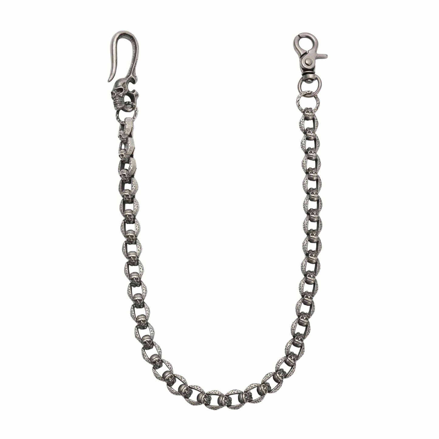 HELLBONE LINK - Antique Steel 14mm Titanium Steel Skull Heavy Biker Chain for Jeans with Lobster Clasps for Men & Boys - 20 inch - THE MEN THING