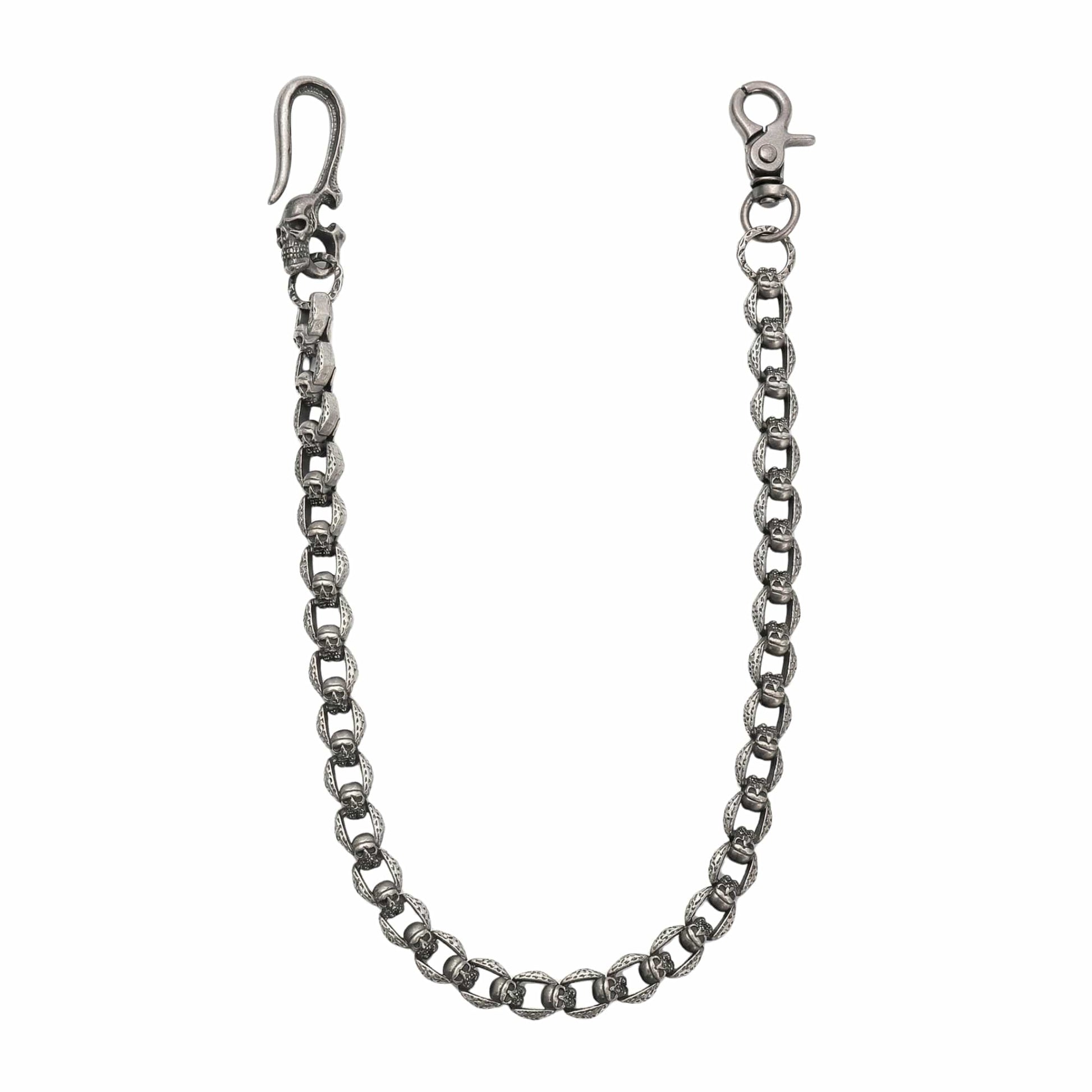 HELLBONE LINK - Antique Steel 14mm Titanium Steel Skull Heavy Biker Chain for Jeans with Lobster Clasps for Men & Boys - 20 inch - THE MEN THING