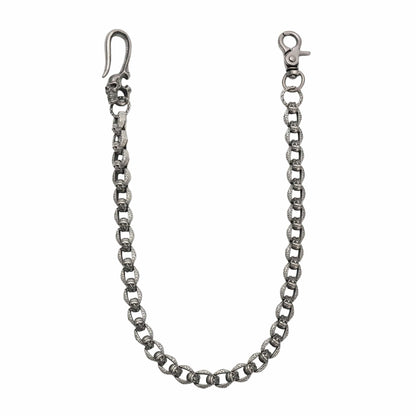HELLBONE LINK - Antique Steel 14mm Titanium Steel Skull Heavy Biker Chain for Jeans with Lobster Clasps for Men & Boys - 20 inch - THE MEN THING