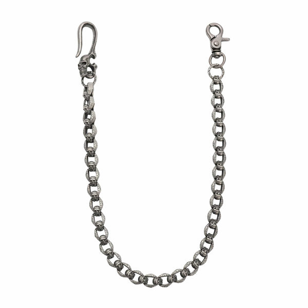 HELLBONE LINK - Antique Steel 14mm Titanium Steel Skull Heavy Biker Chain for Jeans with Lobster Clasps for Men & Boys - 20 inch