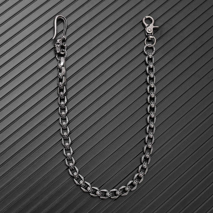 HELLBONE LINK - Antique Steel 14mm Titanium Steel Skull Heavy Biker Chain for Jeans with Lobster Clasps for Men & Boys - 20 inch - THE MEN THING