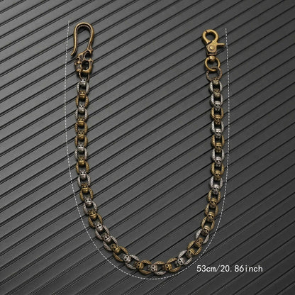 HELLBONE LINK - Antique Steel Gold 14mm Titanium Steel Skull Heavy Biker Chain for Jeans with Lobster Clasps for Men & Boys - 20 inch — Biker Fashion for Men | THE MEN THING